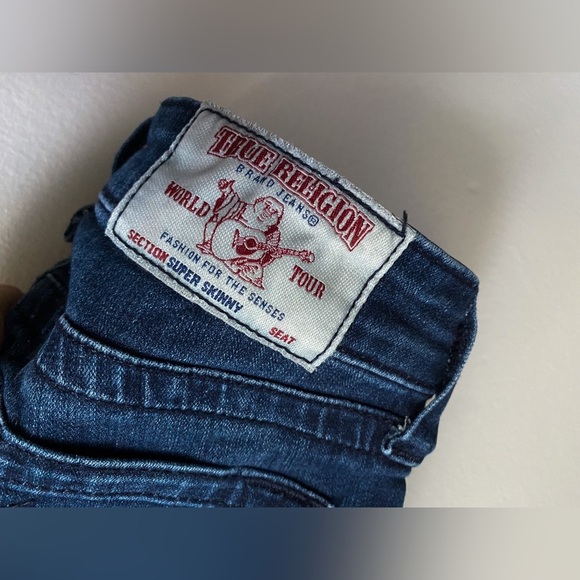 $229‼️TRUE RELIGION Super Skinny Jeans Buddha Big Stitch Ankle Mid Rise Y2K Dark - Picture 8 of 11